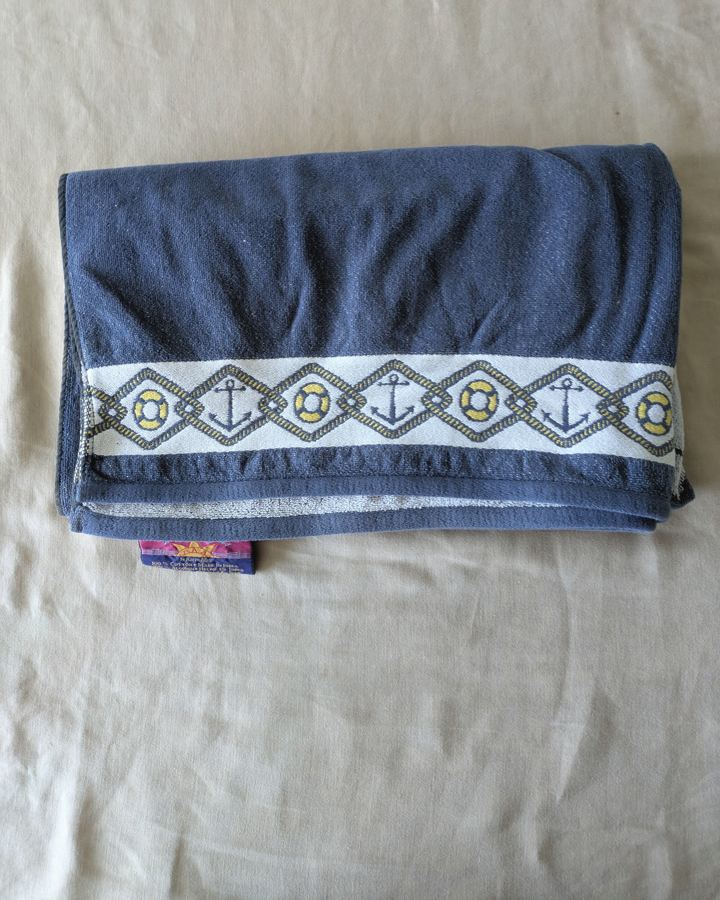 Navy Anchor & Life-Ring Beach Towel