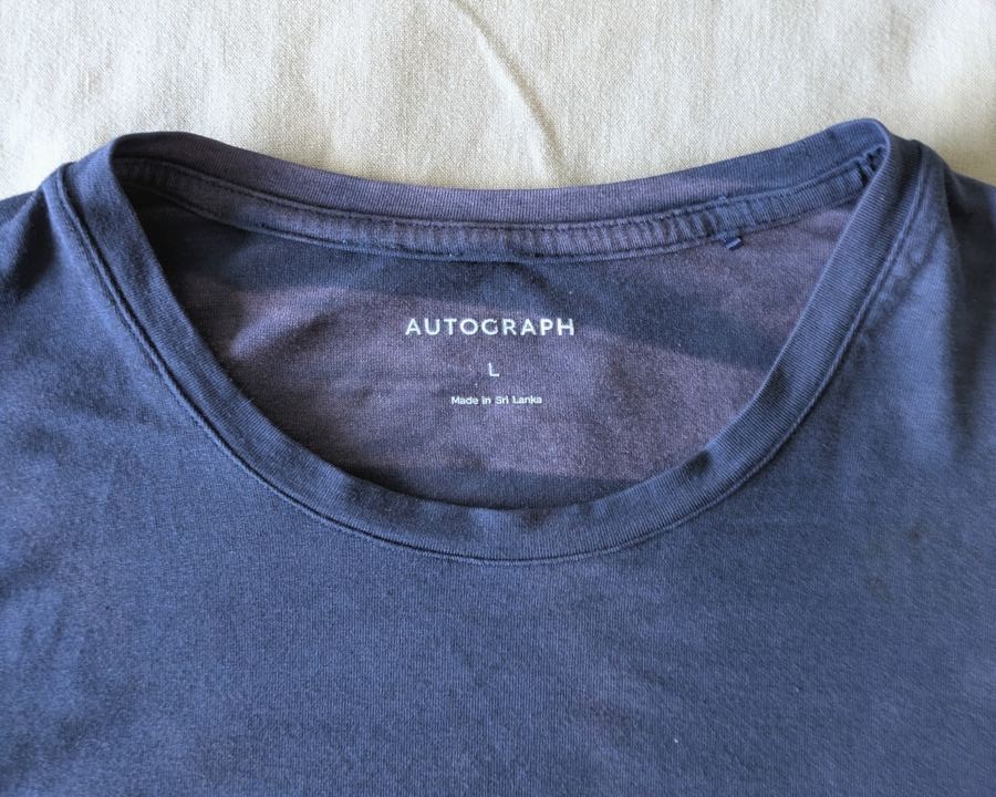 Autograph Navy Tee (Sun-Bleached, Pink-Spotted) macro