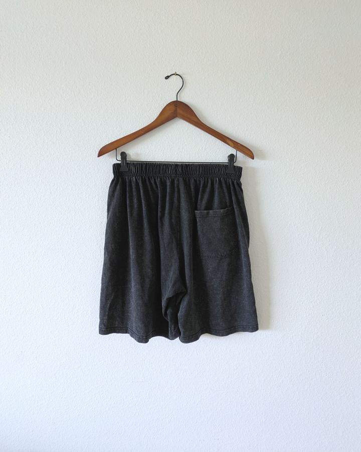 Faded Black Barbed-Wire Graphic Shorts back